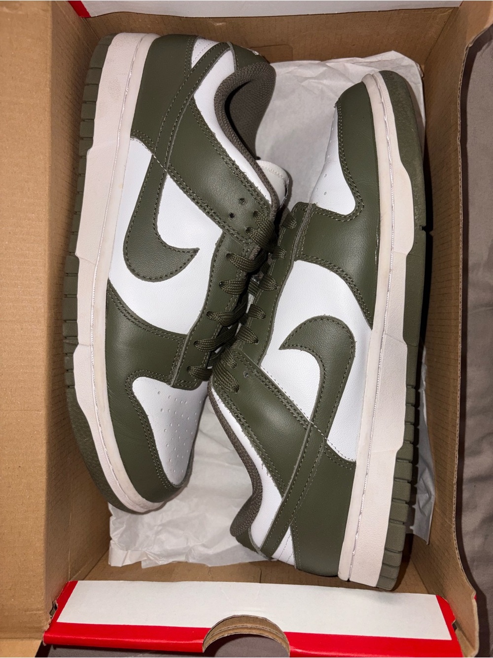 Nike Olive and White Low-Top Sneakers